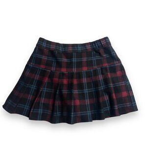 Abercrombie Kids Girls Plaid Pleated Skirt 11/12 Red & Black Cotton Blend